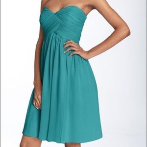 Donna Morgan Strapless Silk Chiffon Dress